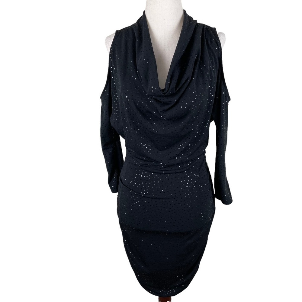 Guess Cowl Neck Cold Shoulder Bodycon Dress